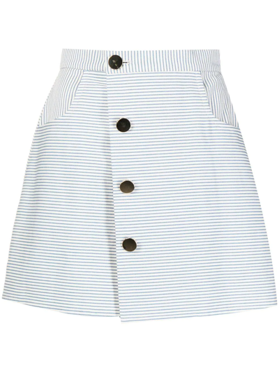 Shop Bambah Pinstripe-print Skirt In White