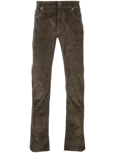Shop Jacob Cohen Bard Slim-fit Corduroy Trousers In Grün