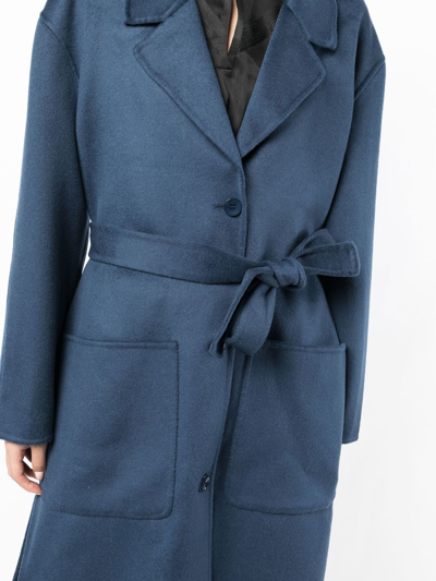 Shop Paule Ka Button-fastening Single-breasted Coat In Blue