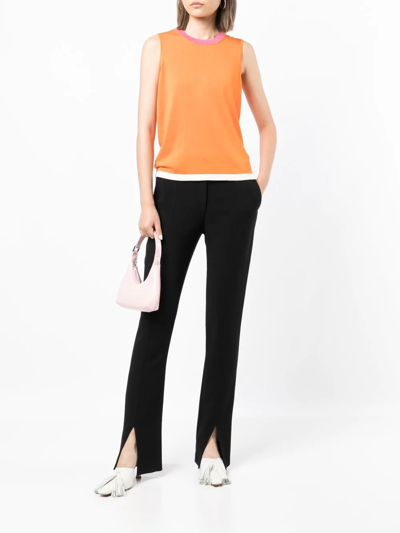Shop Paule Ka Colour-block Knitted Vest Top In Orange