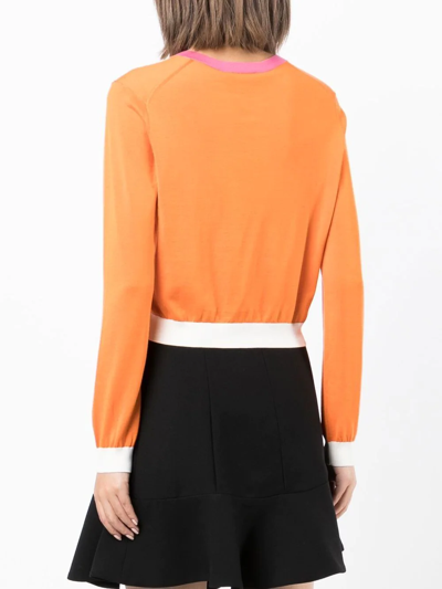 Shop Paule Ka Colour-block Cardigan In Orange