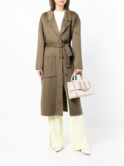 Shop Paule Ka Single-breasted Belted Coat In Green