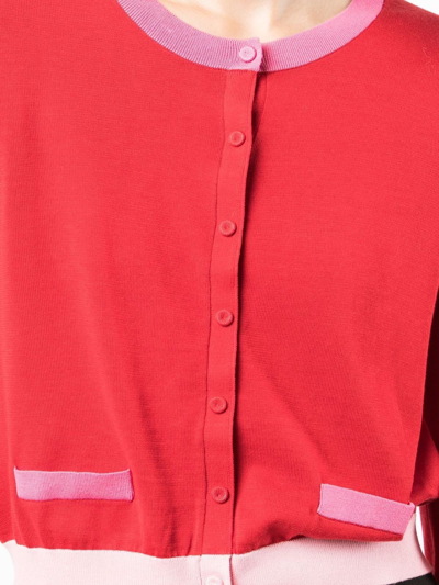 Shop Paule Ka Colour-block Cardigan In Red