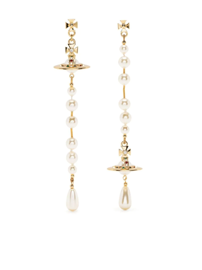 Shop Vivienne Westwood Faux-pearl Drop Earrings In Gold