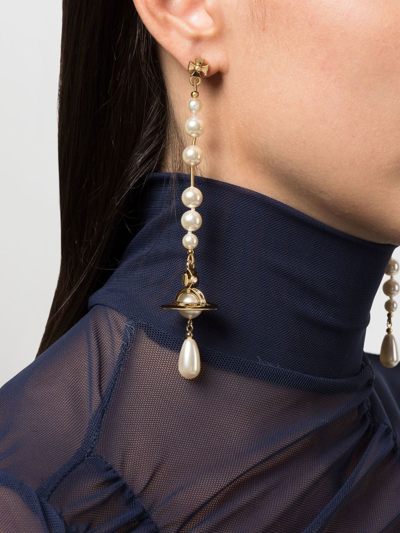 Shop Vivienne Westwood Faux-pearl Drop Earrings In Gold
