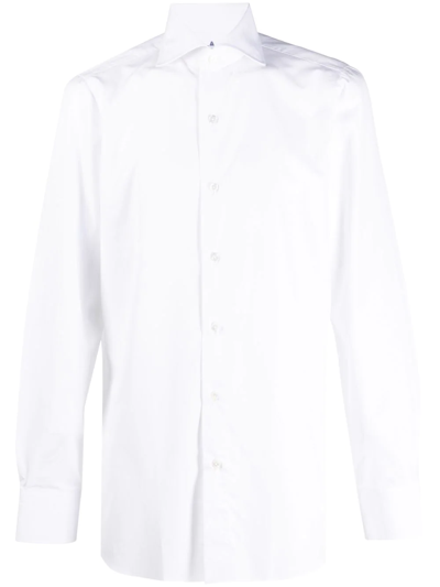 Shop Finamore 1925 Napoli Long-sleeve Wingtip-collar Shirt In Weiss