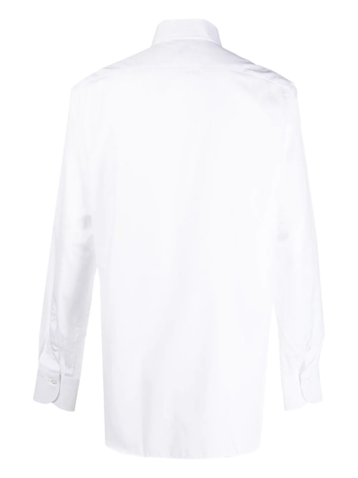 Shop Finamore 1925 Napoli Long-sleeve Wingtip-collar Shirt In Weiss