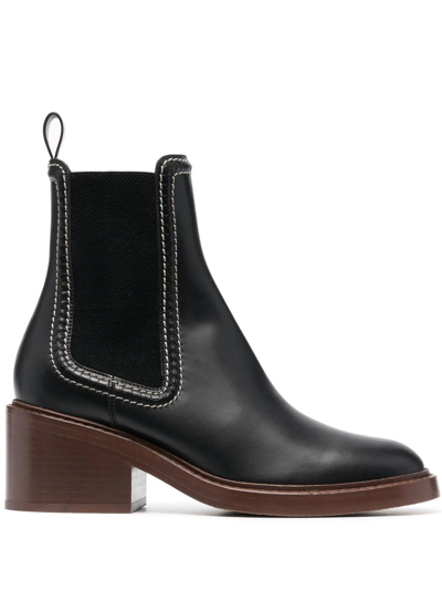 Shop Chloé 70mm Leather Chelsea Boots In Schwarz