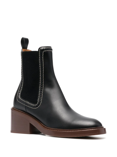 Shop Chloé 70mm Leather Chelsea Boots In Schwarz