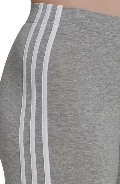 Shop Adidas Originals Essential 3-stripes Bike Shorts In Medium Grey Heather/ White