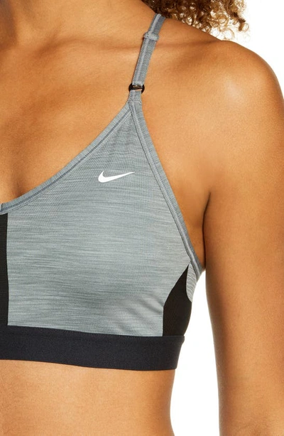 Shop Nike Indy Mesh Inset Sports Bra In Smoke Grey/ Pure