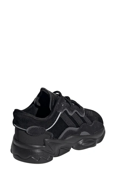 Adidas Originals Adidas Boys Black Kids Ozweego Suede And Mesh Trainers 6-8 Years In Black/ Black/ Night Metallic