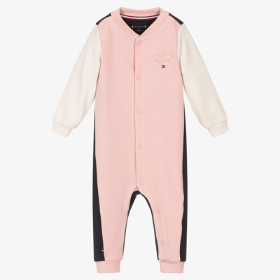 Shop Tommy Hilfiger Girls Colourblock Babysuit In Pink