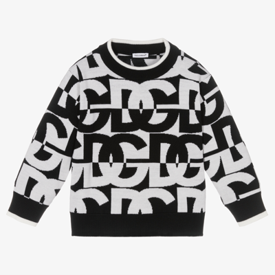 Shop Dolce & Gabbana Black & White Wool Sweater