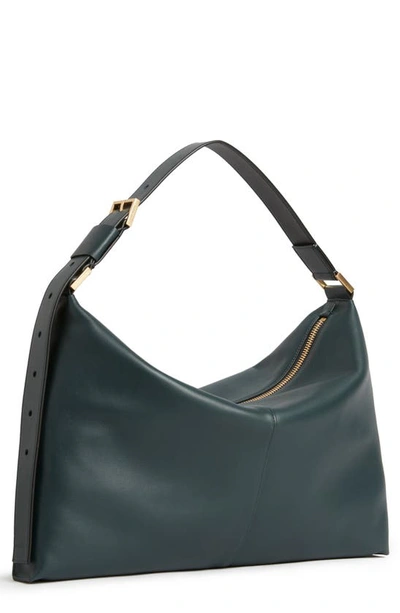 Shop Allsaints Edbury Leather Shoulder Bag In Dark Green