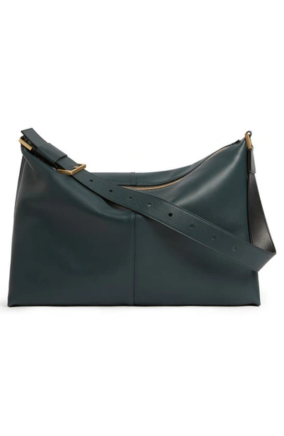 Shop Allsaints Edbury Leather Shoulder Bag In Dark Green