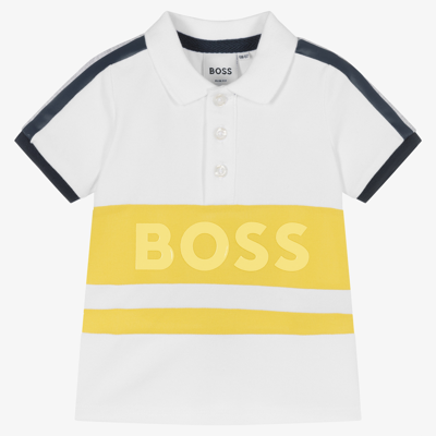 Hugo Boss Babies' Logo Cotton-blend Polo Shirt 3-36 Months In White |  ModeSens