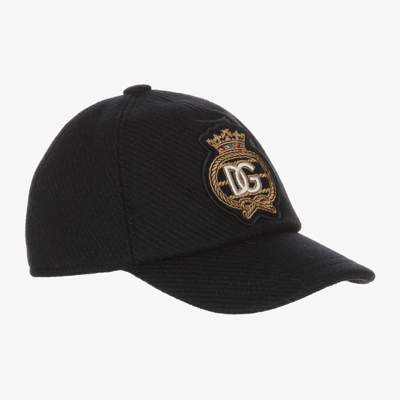 Shop Dolce & Gabbana Navy Blue Wool Cap