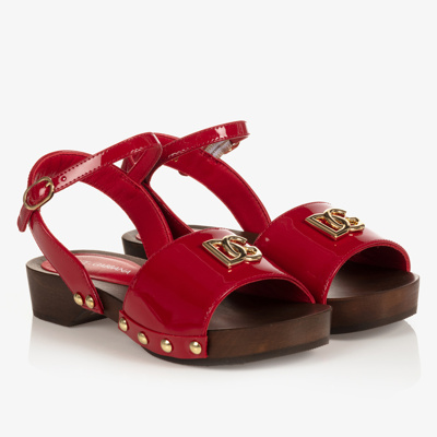 Shop Dolce & Gabbana Girls Red Patent Dg Sandals
