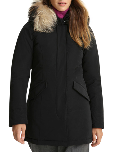 Shop Woolrich Luxe Arctic Parka With Removable Fur In Black