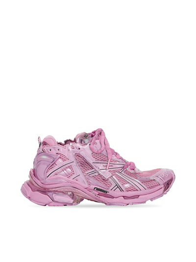 Shop Balenciaga Runner Sneakers In Mesh And Pink Nylon In Pink & Purple