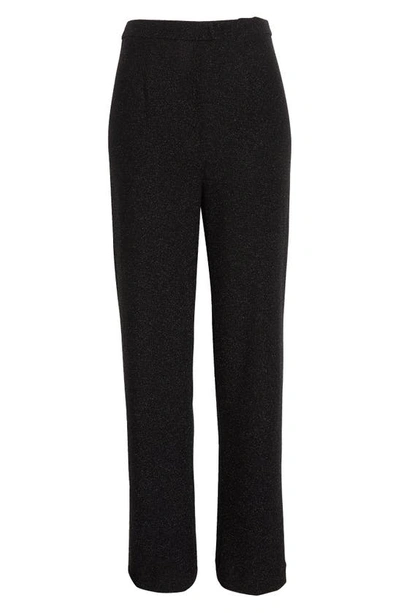 Shop Misook Sparkle Pull-on Wide Leg Woven Pants In Black