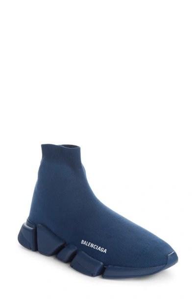Shop Balenciaga Speed 2.0 Lt Sock Sneaker In Navy