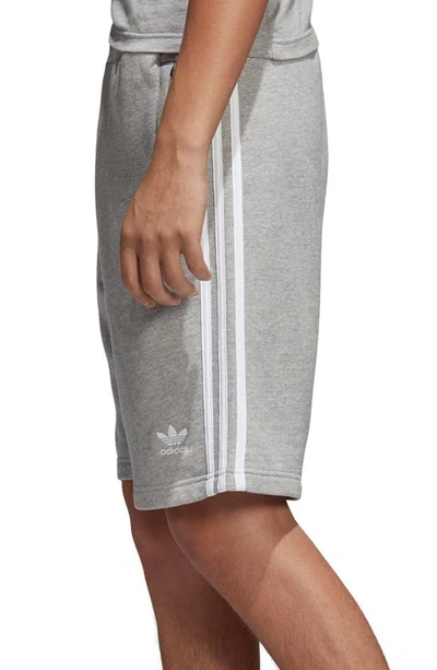 Shop Adidas Originals 3-stripes Athletic Shorts In Medium Grey Heather