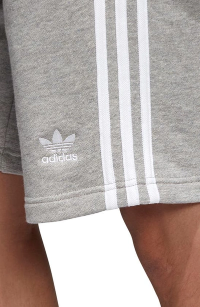 Shop Adidas Originals 3-stripes Athletic Shorts In Medium Grey Heather