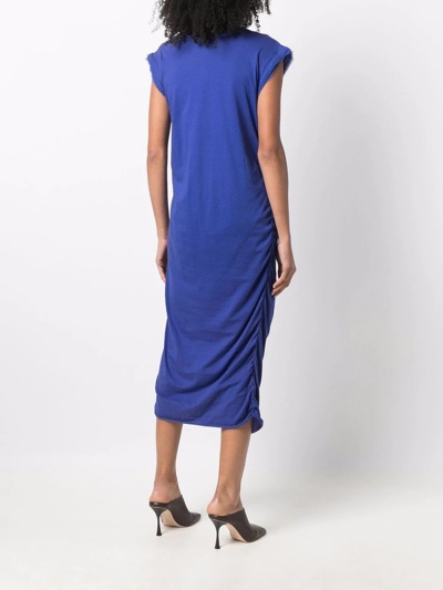 Pre-owned Lanvin Ruched Detailing Shift Midi Dress In Blue