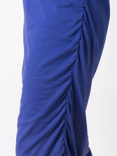 Pre-owned Lanvin 褶饰细节直筒中长连衣裙 In Blue