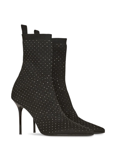 Shop Balmain Skye Stretch-knit Ankle Boots In Black