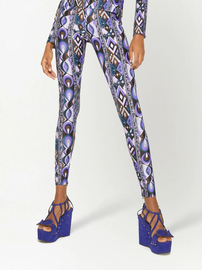 Shop Pucci Rombi-print High-waisted Leggings In Purple