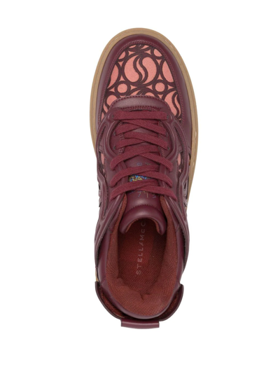 Shop Stella Mccartney Panelled Lace-up Sneakers In Red