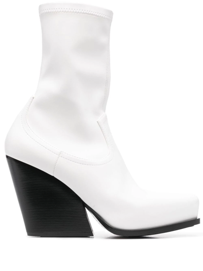 Shop Stella Mccartney Cowboy Stretch Ankle Boots In White
