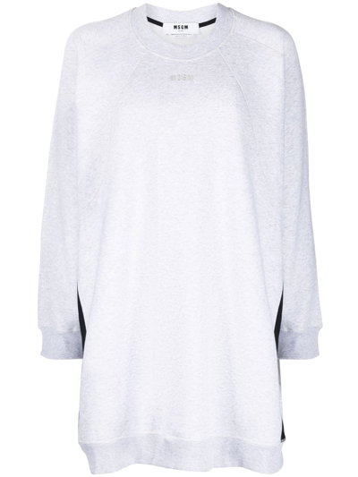 Shop Msgm Side-stripe Oversized Sweatshirt In Grey