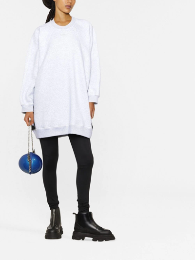 Shop Msgm Side-stripe Oversized Sweatshirt In Grey