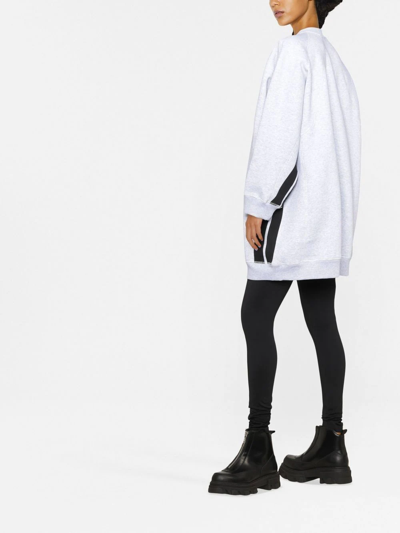 Shop Msgm Side-stripe Oversized Sweatshirt In Grey