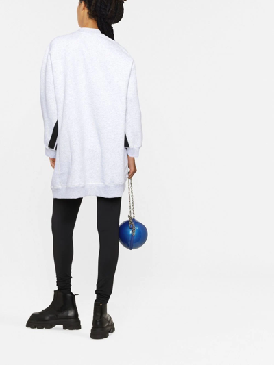 Msgm Side-stripe Oversized Sweatshirt In Grey