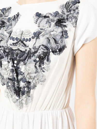 Shop Saiid Kobeisy Linen Beaded-embellishment Dress In White