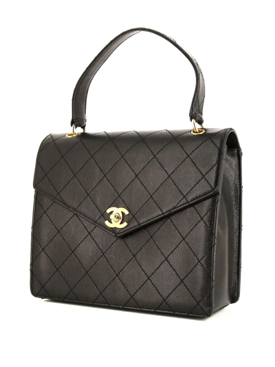 Pre-owned Chanel 1999 Cc Quilted Top-handle Bag In Black