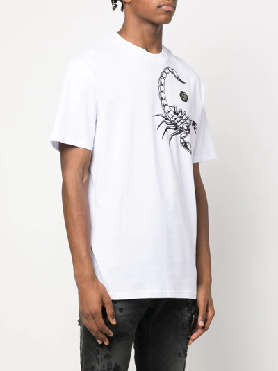 Shop Philipp Plein Scorpion-print Short-sleeve T-shirt In White