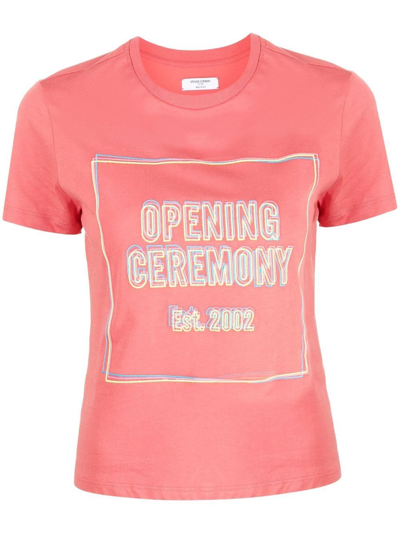 Shop Opening Ceremony Box Logo Print T-shirt In Orange