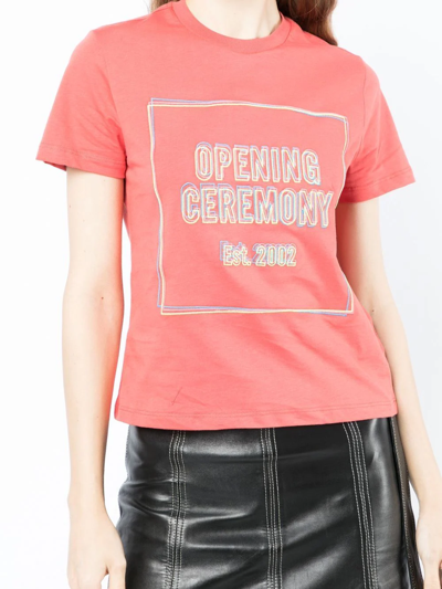 Opening Ceremony Box Logo Print T-shirt In Orange