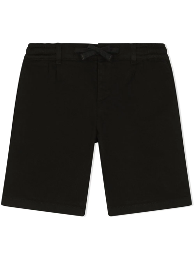 Shop Dolce & Gabbana Garment-dyed Gabardine Shorts In Black