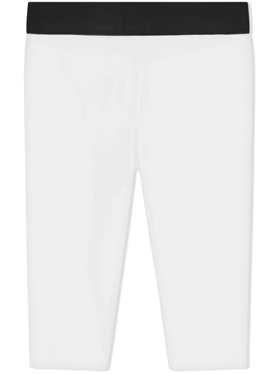 Shop Dolce & Gabbana Logo-waistband Stretch-cotton Leggings In White
