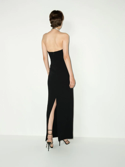 Shop Solace London Riva Crystal-embellished Gown In Black