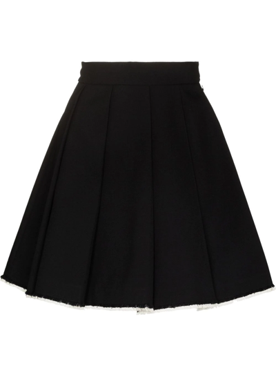 Shop Shushu-tong Pleated Raw-hem Skirt In Black