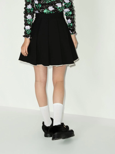 Shushu-tong Pleated Raw-hem Skirt In Black
