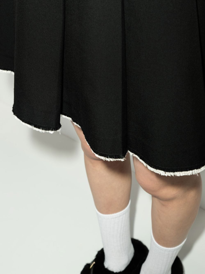 Shop Shushu-tong Pleated Raw-hem Skirt In Black
